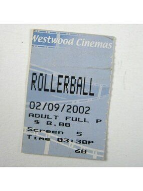 Vintage 2002 Westwood Cinemas Movie Ticket Stub Rollerball Collectible